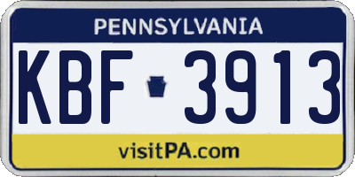 PA license plate KBF3913