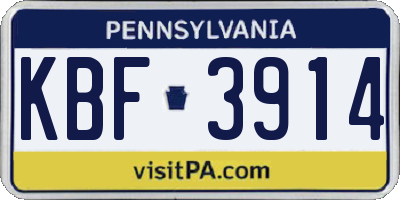 PA license plate KBF3914