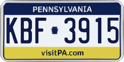 PA license plate KBF3915