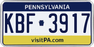 PA license plate KBF3917