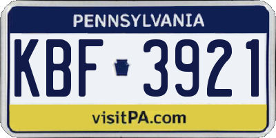 PA license plate KBF3921