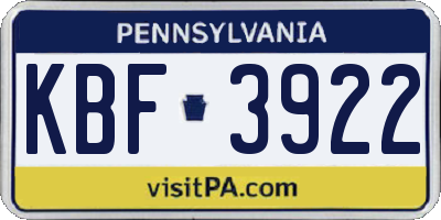PA license plate KBF3922