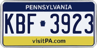 PA license plate KBF3923