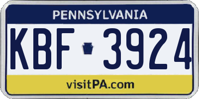 PA license plate KBF3924