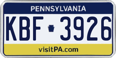 PA license plate KBF3926