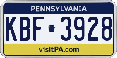 PA license plate KBF3928