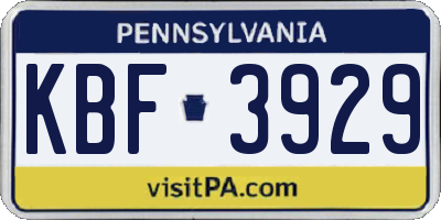 PA license plate KBF3929