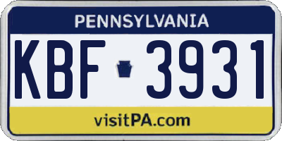 PA license plate KBF3931