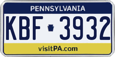 PA license plate KBF3932