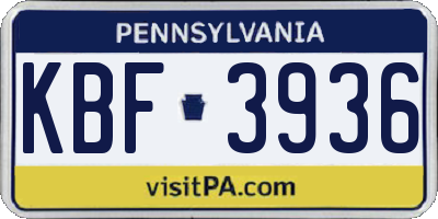 PA license plate KBF3936