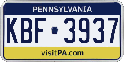 PA license plate KBF3937