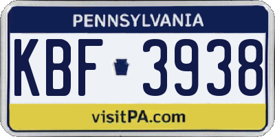 PA license plate KBF3938