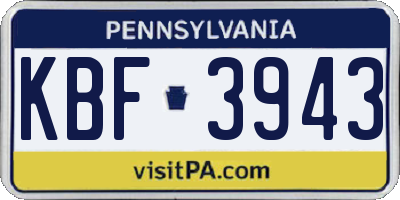 PA license plate KBF3943