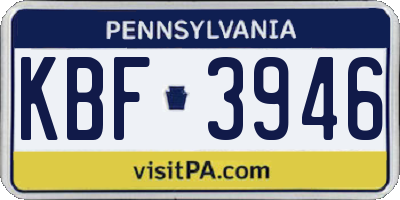 PA license plate KBF3946