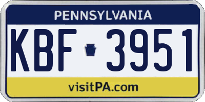 PA license plate KBF3951