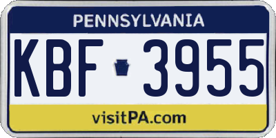 PA license plate KBF3955
