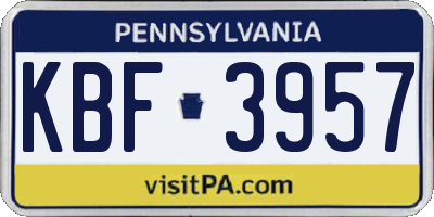 PA license plate KBF3957