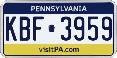 PA license plate KBF3959