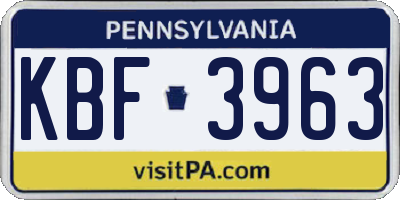 PA license plate KBF3963