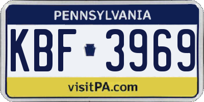 PA license plate KBF3969
