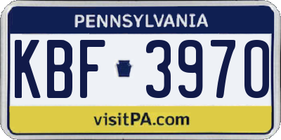 PA license plate KBF3970