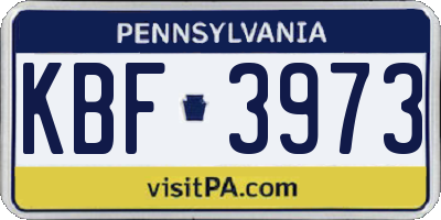 PA license plate KBF3973