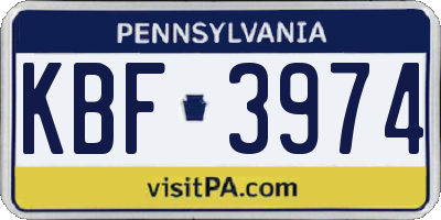 PA license plate KBF3974