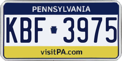PA license plate KBF3975