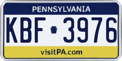 PA license plate KBF3976