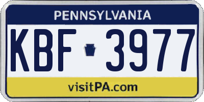 PA license plate KBF3977