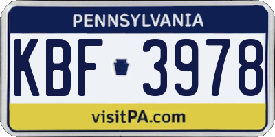 PA license plate KBF3978