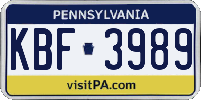 PA license plate KBF3989