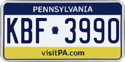 PA license plate KBF3990