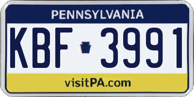 PA license plate KBF3991