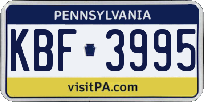 PA license plate KBF3995