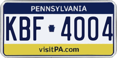 PA license plate KBF4004