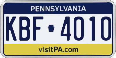 PA license plate KBF4010