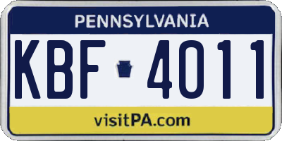 PA license plate KBF4011