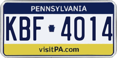 PA license plate KBF4014