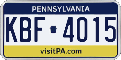 PA license plate KBF4015