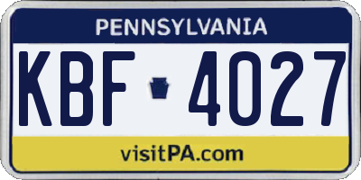 PA license plate KBF4027