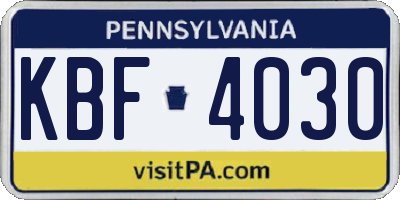 PA license plate KBF4030