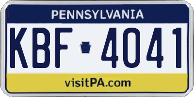 PA license plate KBF4041