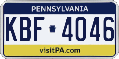 PA license plate KBF4046