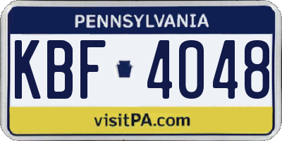 PA license plate KBF4048
