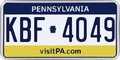 PA license plate KBF4049