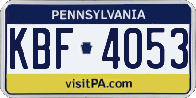 PA license plate KBF4053