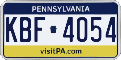 PA license plate KBF4054