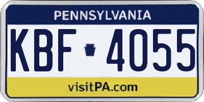 PA license plate KBF4055
