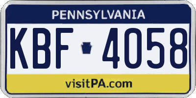PA license plate KBF4058